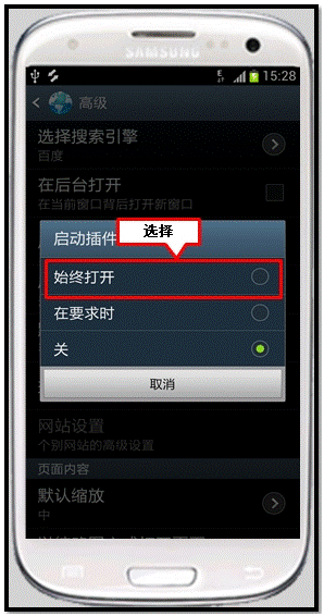 三星I9308下载安装Flash播放器后如何启用插